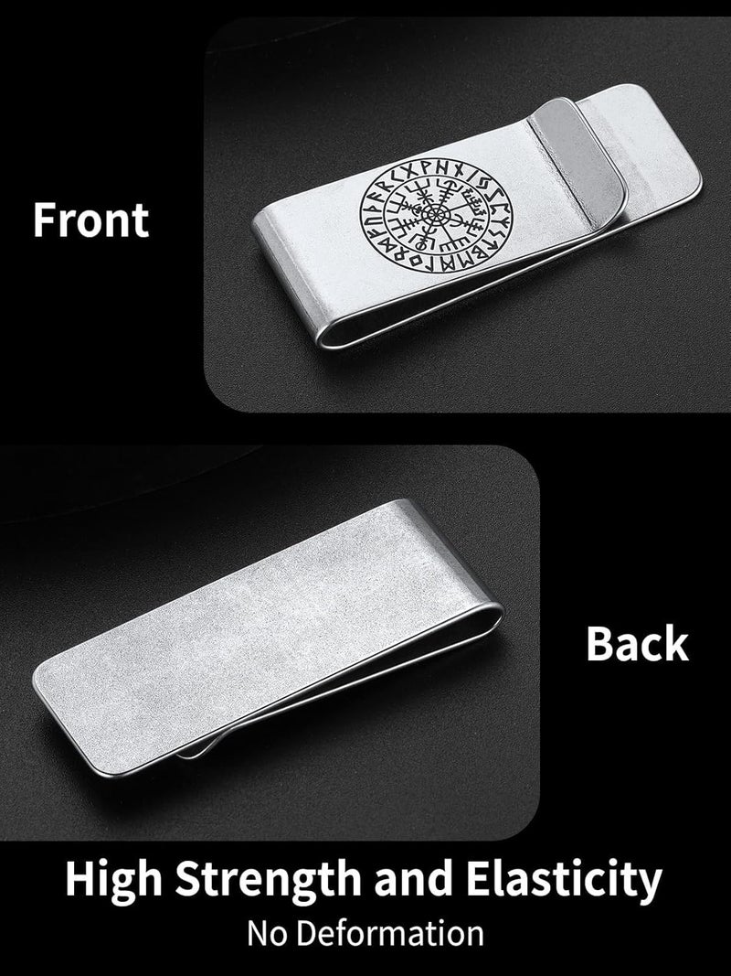 ChainsHouse Stainless Steel Money Clip Slim Wallet Credit Business Card Holder for Men, Wallet Charms Gift for Father Dad Husband - Image 5
